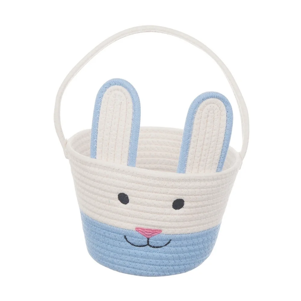 2 Bunny Ear Rope Easter Baskets - Blue and Pink Options